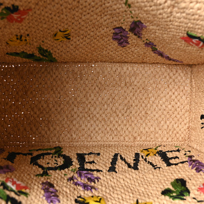 Loewe X PAULA'S IBIZA Raffia Floral Embroidered Small Font Tote Natural Tan Multicolor 5 of 9