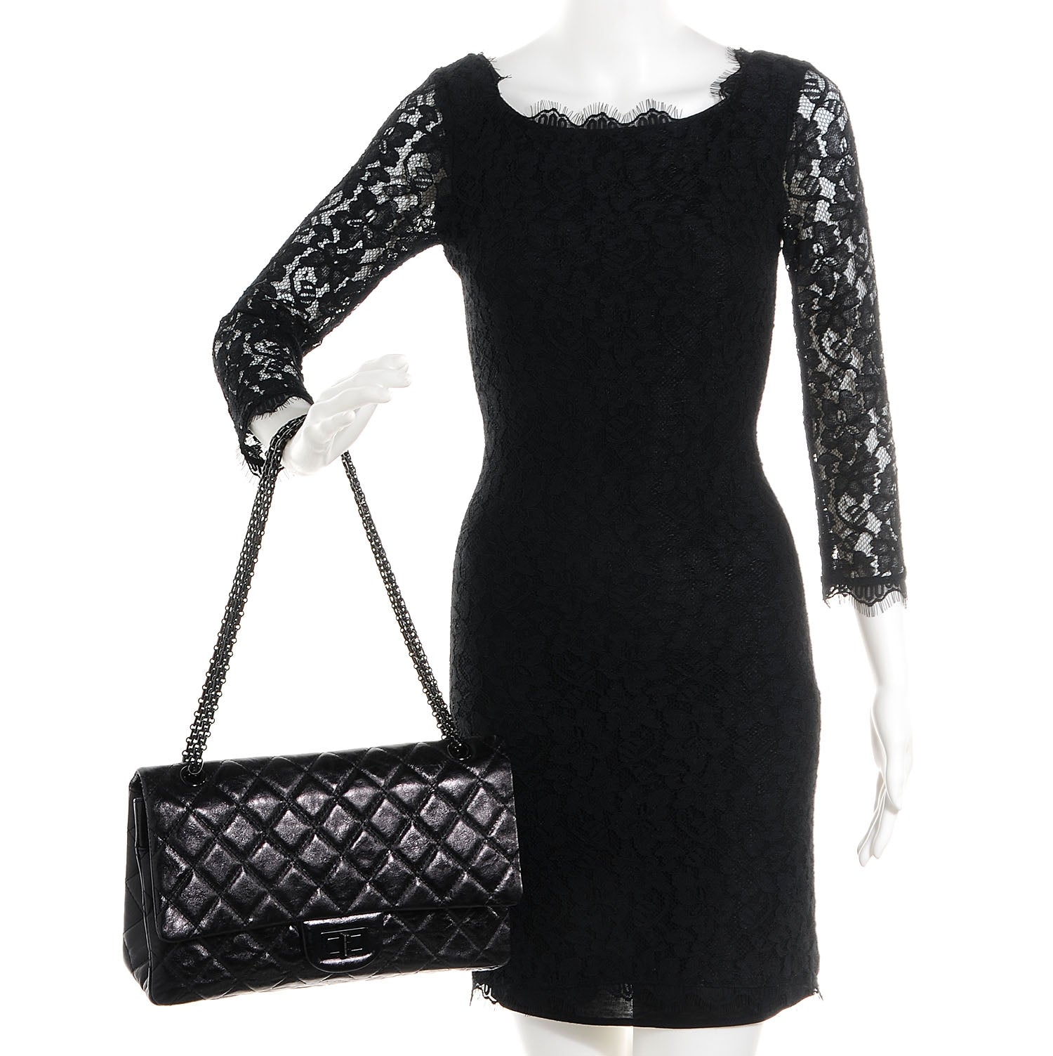 Chanel Glazed Calfskin 2.55 Reissue 227 Flap Black 2 of 8