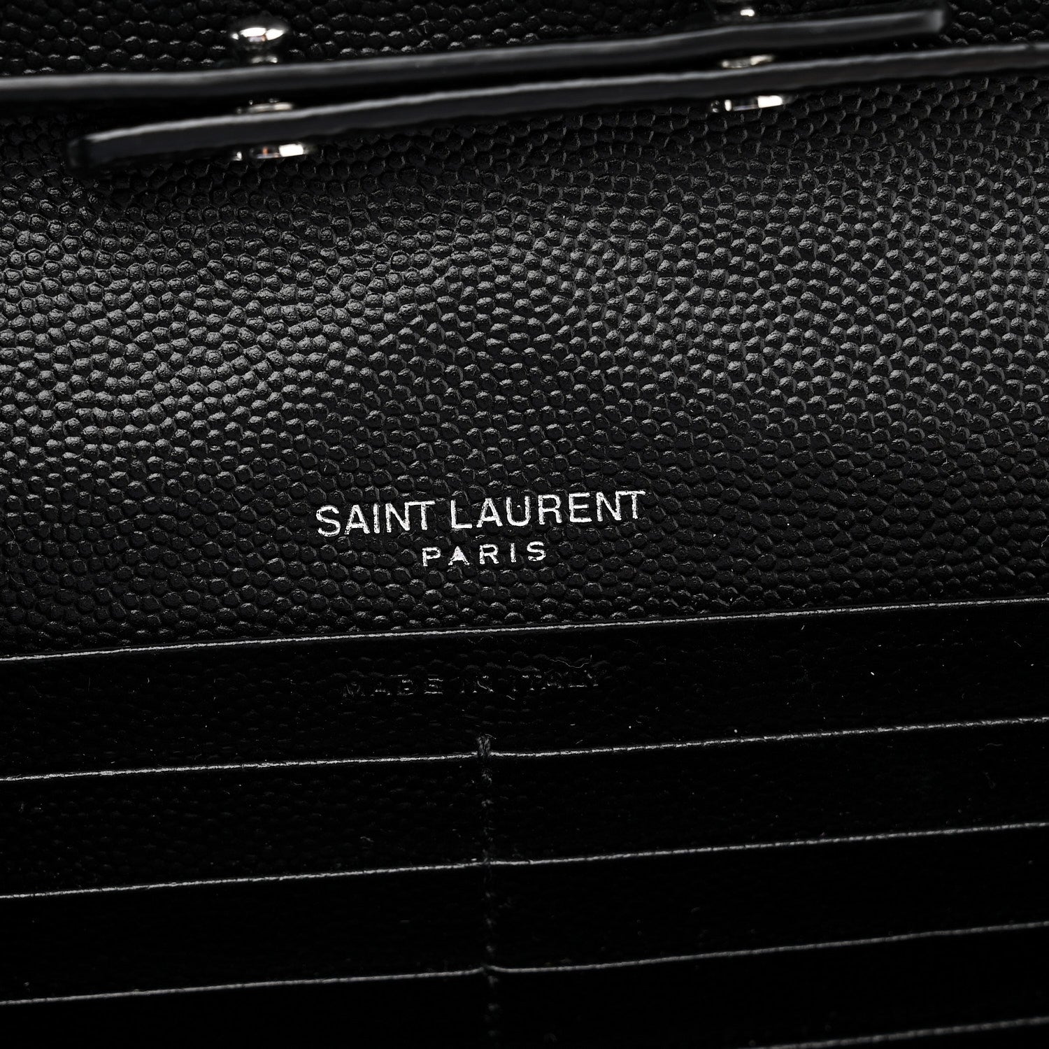 Saint Laurent Grain De Poudre Matelasse Chevron Monogram Chain Wallet Black 6 of 10