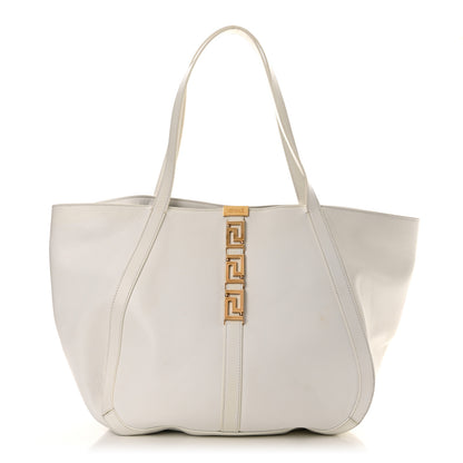 Versace Calfskin Greca Goddess Tote Bag White 1 of 10