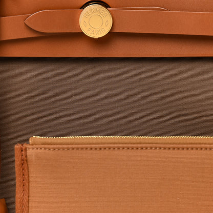 Hermes Vache Hunter Toile Herbag Zip 31 PM Etoupe Dune Fauve 8 of 11