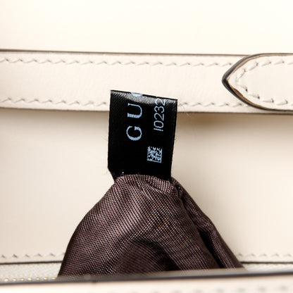 Gucci Calfskin Embroidered Medium Sylvie Top Handle Bag White 8 of 11