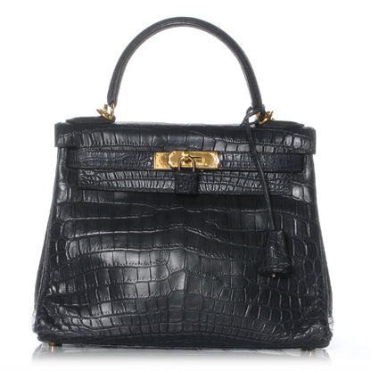 Hermes Matte Niloticus Crocodile Kelly 28 Bleu Indigo 1 of 9