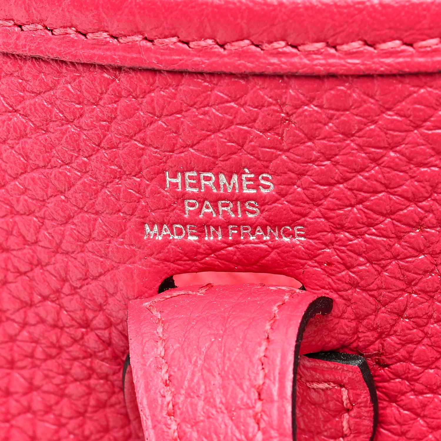 Hermes Taurillon Clemence Flipperball Sangle Evelyne TPM Framboise 6 of 10
