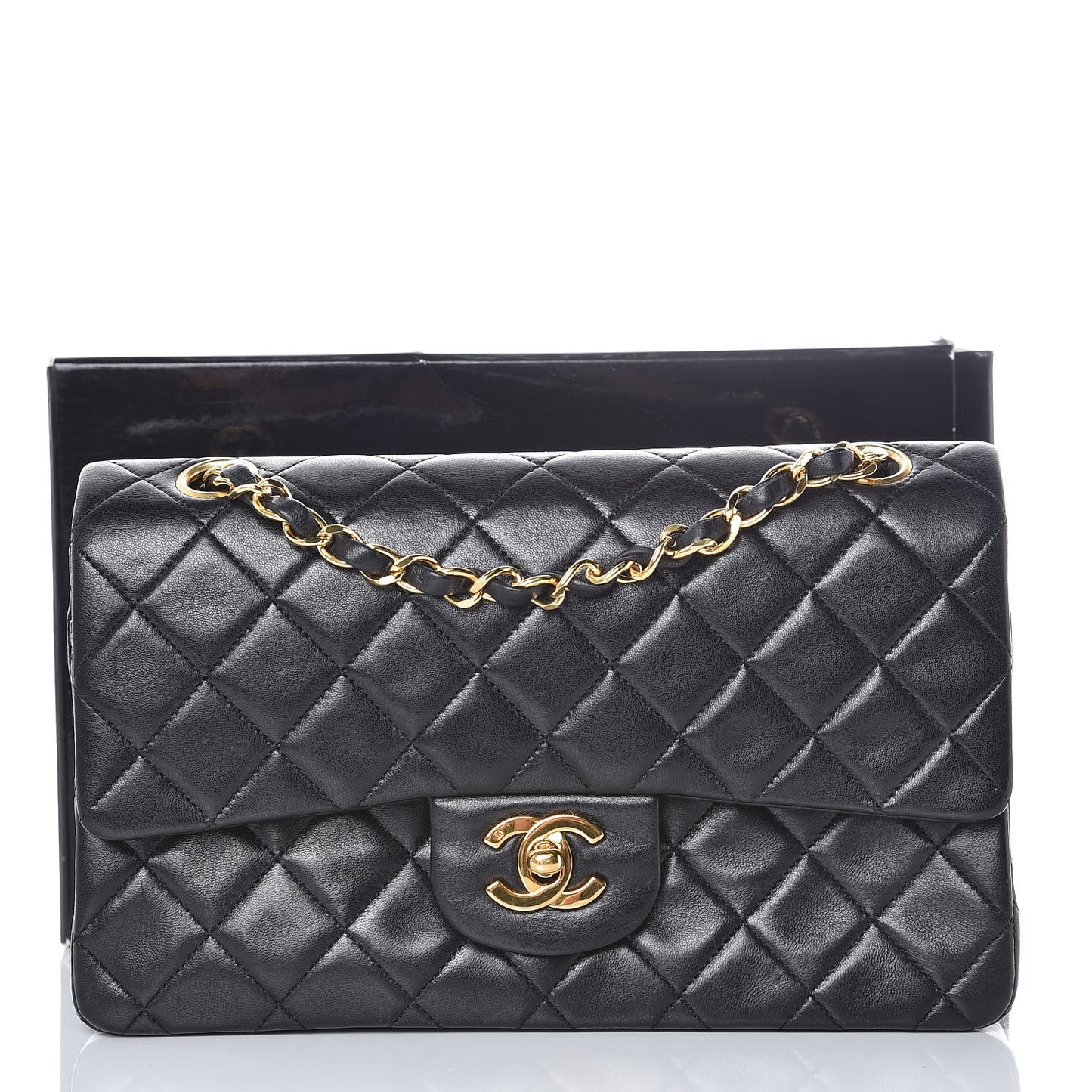 Lambskin Quilted Small Double Flap Black