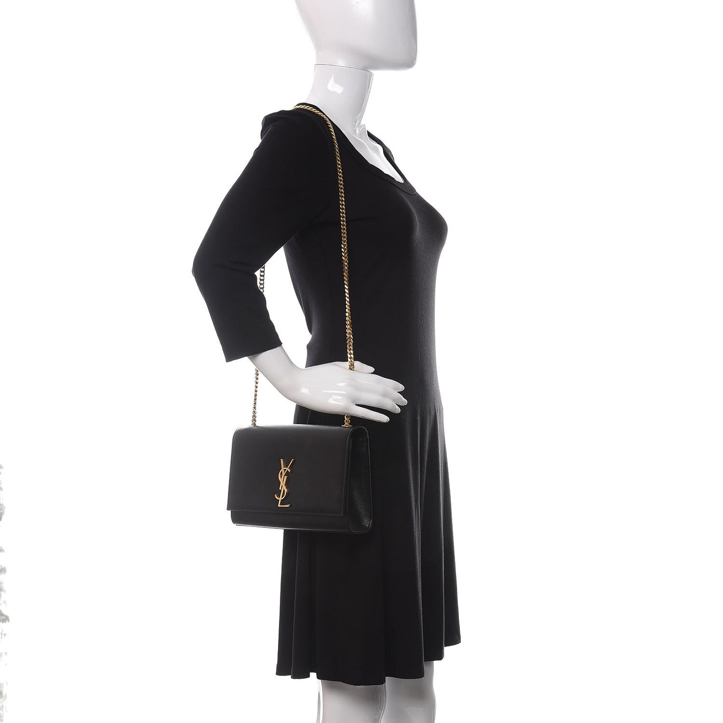 Grain De Poudre Medium Classic Monogram Kate Satchel Black