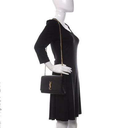 Saint Laurent Grain De Poudre Medium Classic Monogram Kate Satchel Black 2 of 10