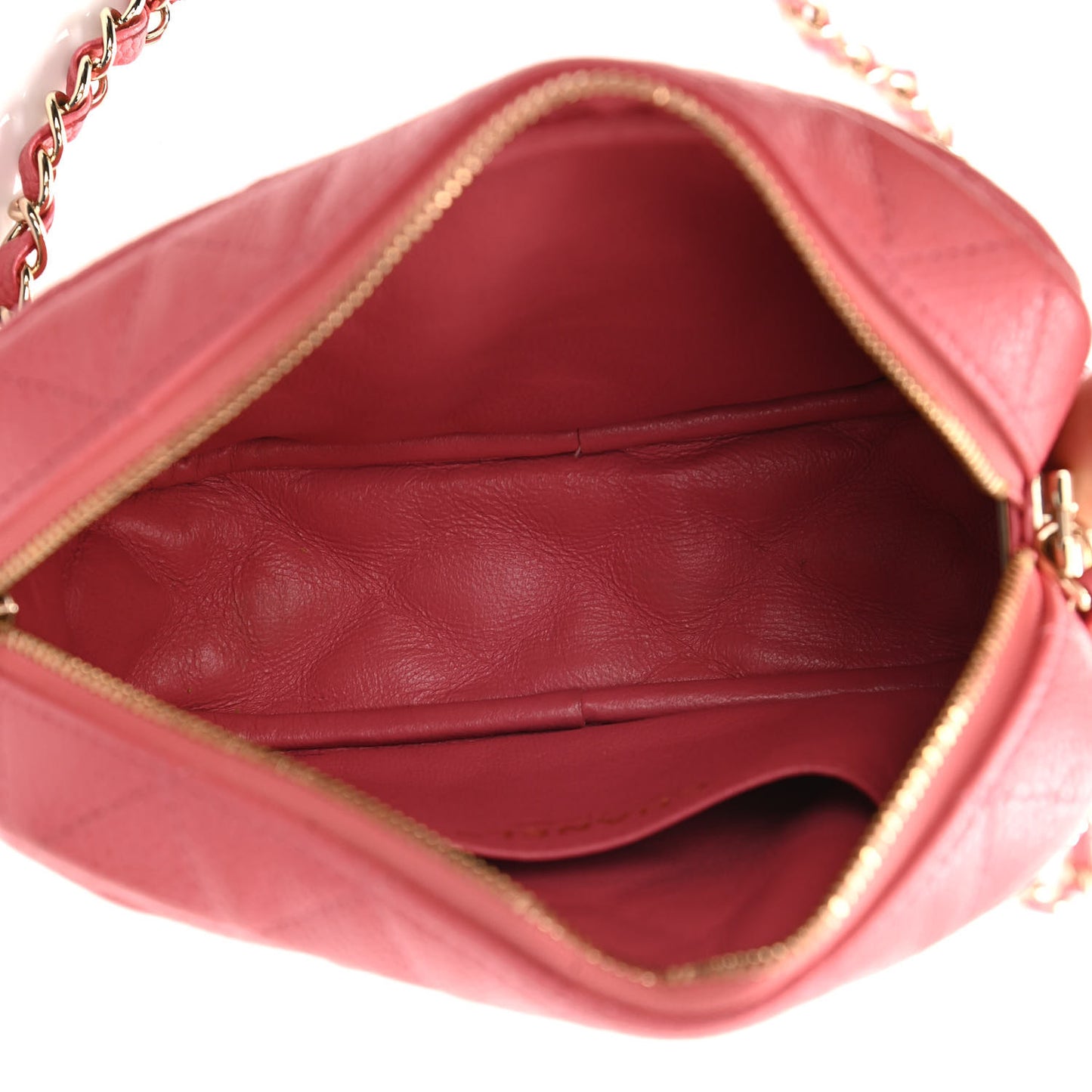 Iridescent Caviar Small Timeless Camera Case Coral