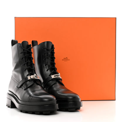 Hermes Glossed Calfskin Funk Ankle Boots 37.5 Black 8 of 8