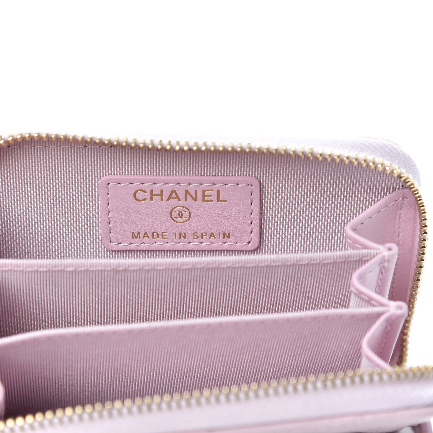 Caviar Quilted Zip Coin Purse Light Pink