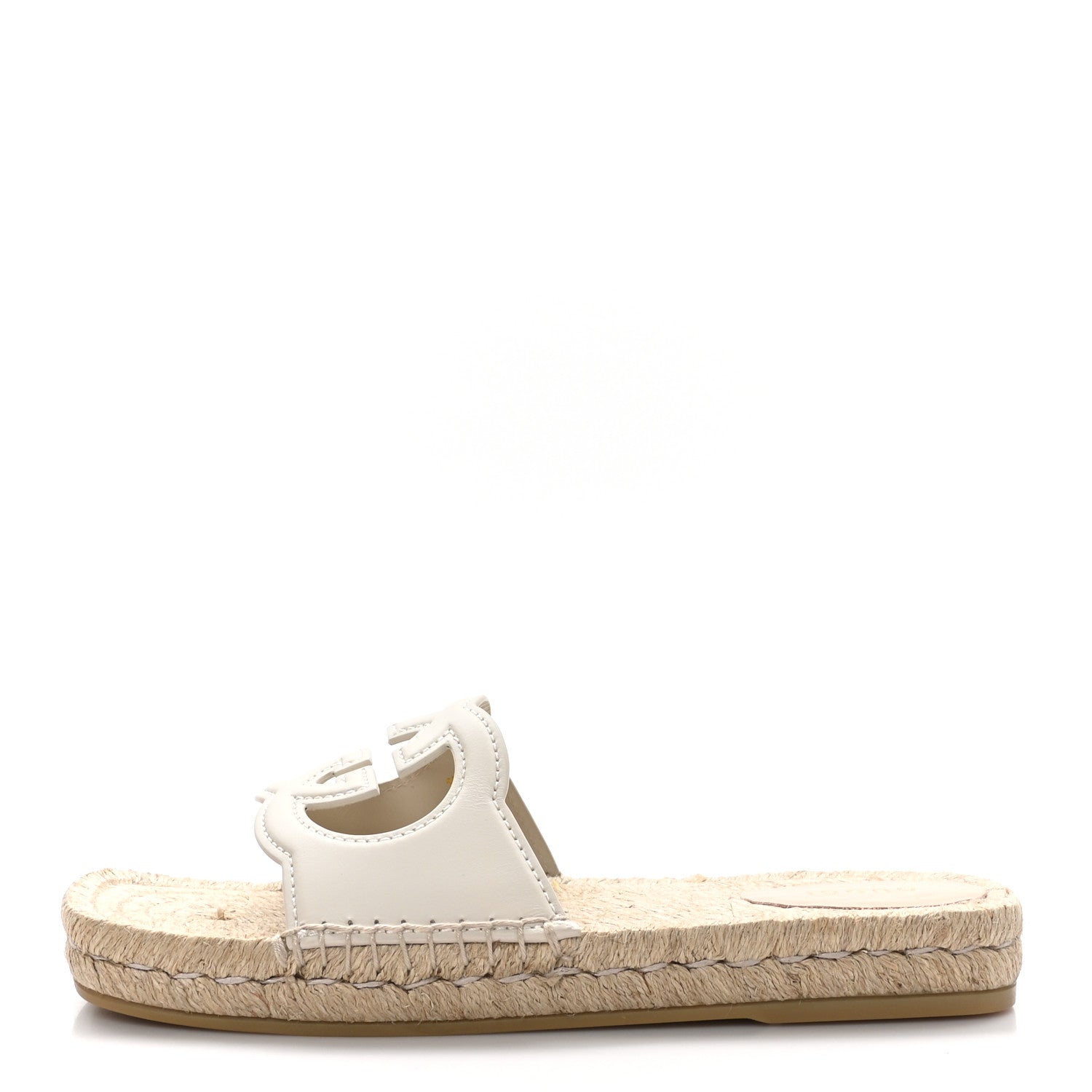 Gucci Nappa Interlocking G Espadrille Slide Sandals 38.5 Mystic White 1 of 9