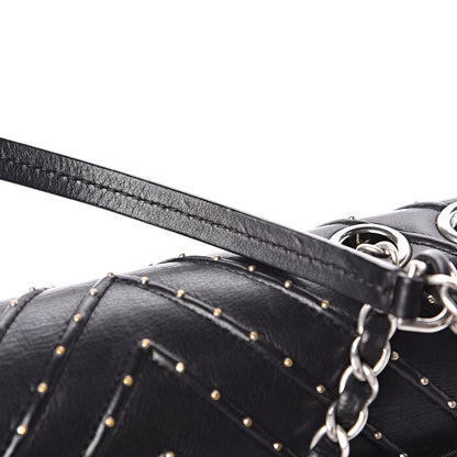 Chanel Calfskin Studded Chevron Quilted Flap Black 13 of 14