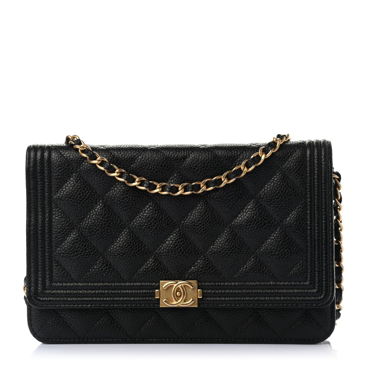 Caviar Quilted Boy Wallet On Chain WOC Black