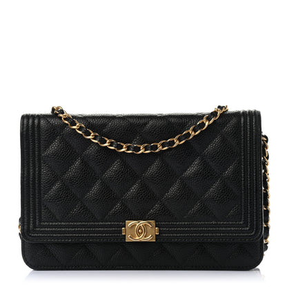 Chanel Caviar Quilted Boy Wallet On Chain WOC Black 1 of 8