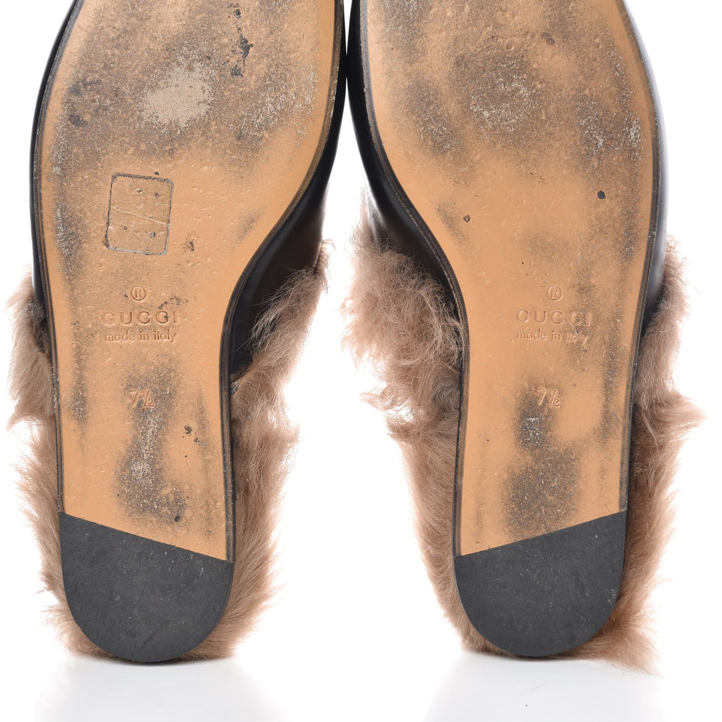 Calfskin Fur Mens Princetown Slippers 7.5 Black