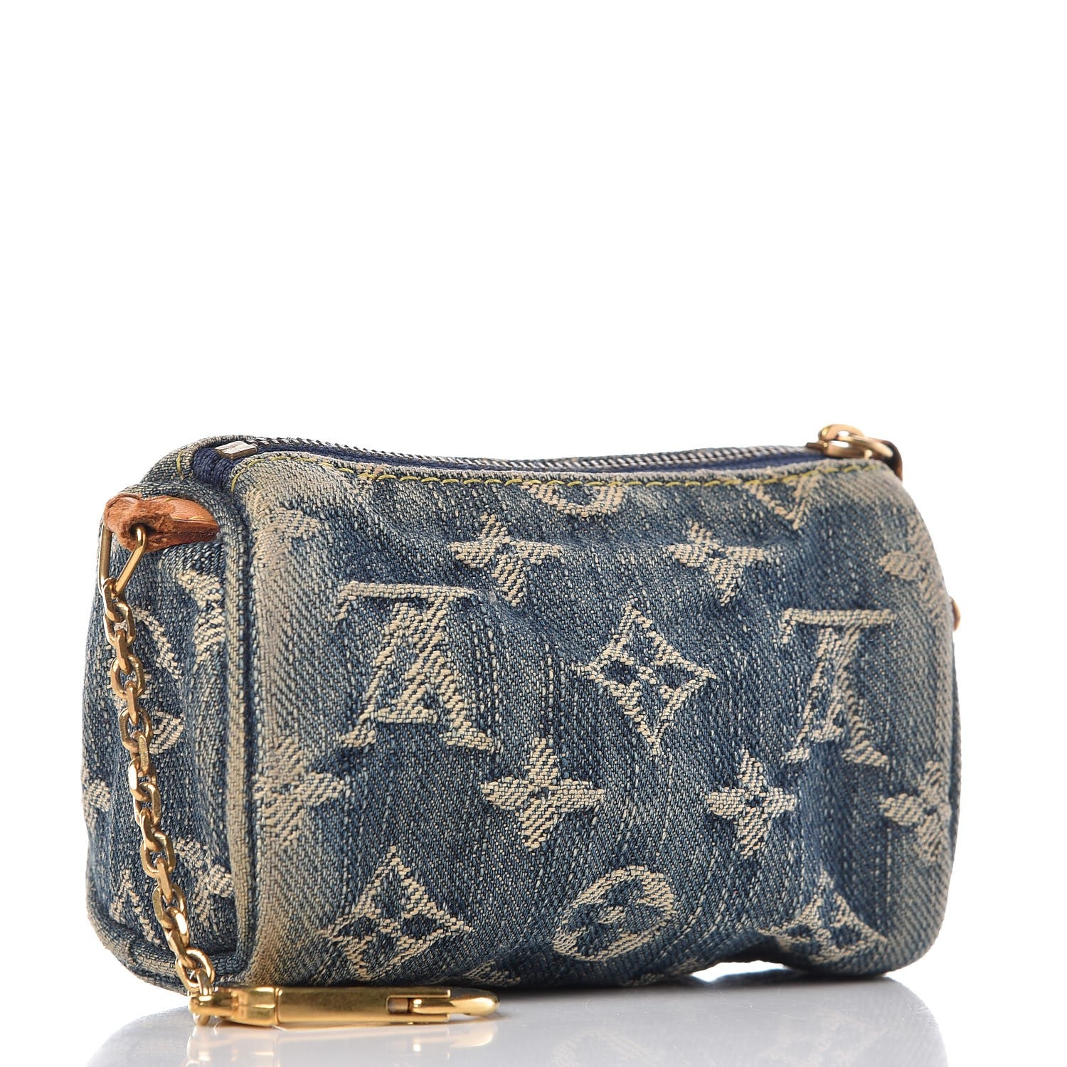Louis Vuitton Monogram Denim Pochette Speedy PM Key Holder Blue 3 of 7