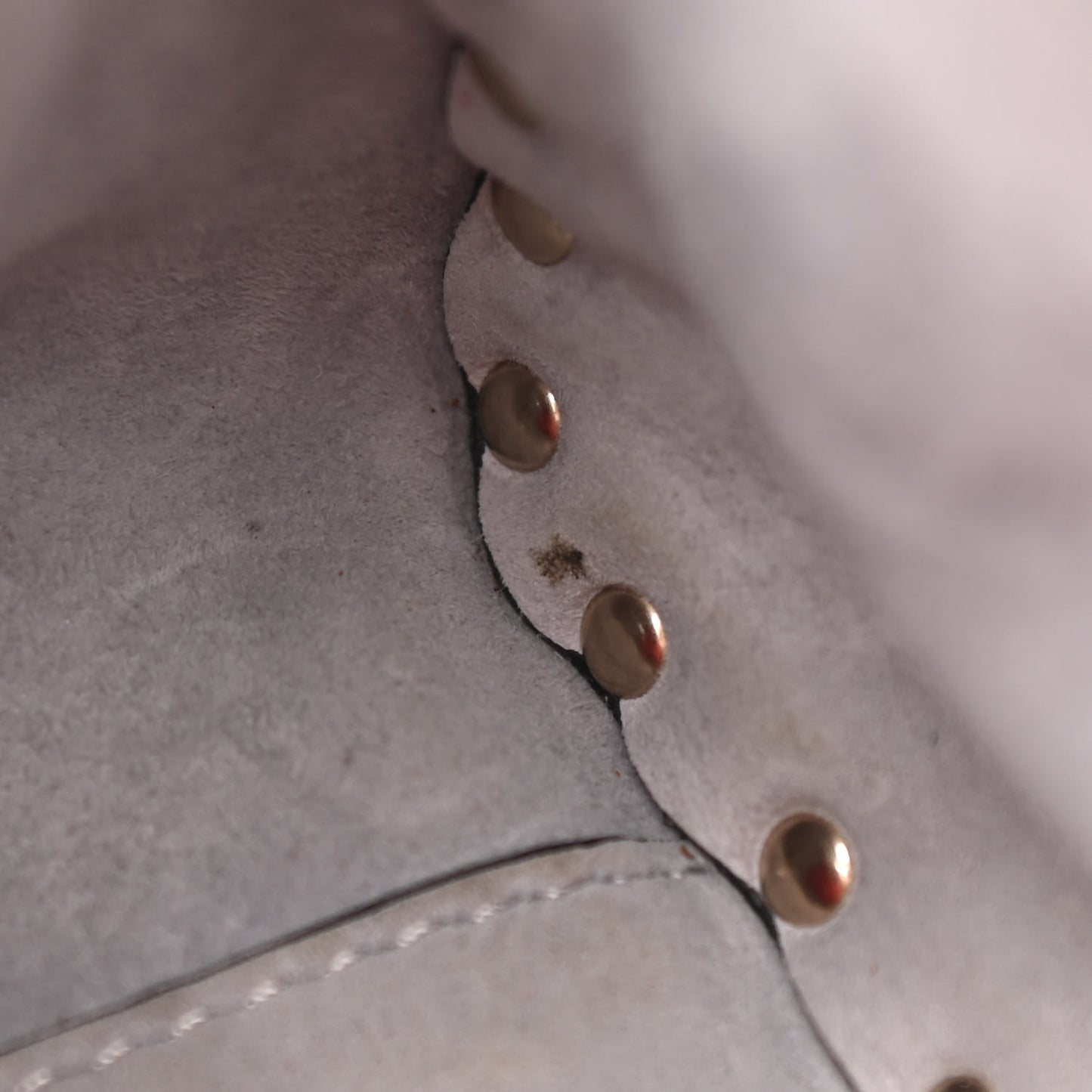 Craquele Nappa Medium Rockstud Spike Shoulder Bag Pastel Grey