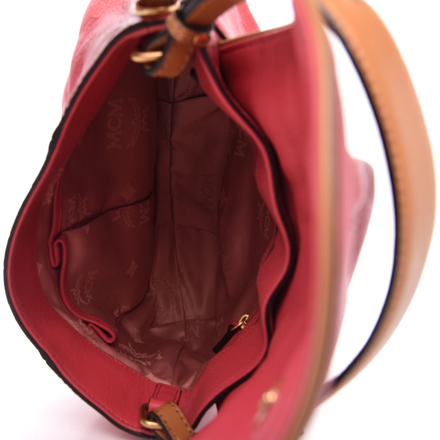 MCM Calfskin Ottomar Monogram Shoulder Bag Pink 5 of 9