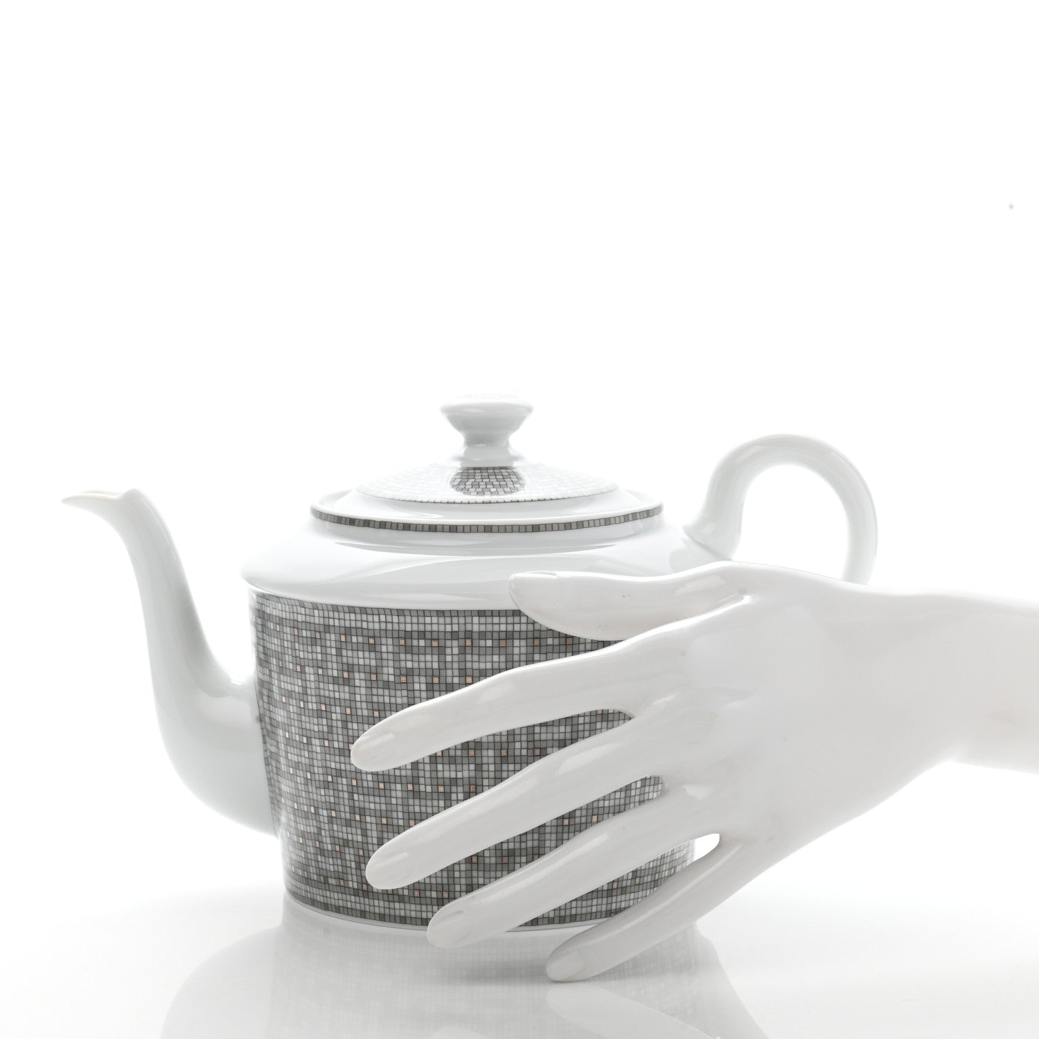 Hermes Porcelain Mosaique Au 24 Platine Coffee/Tea Pot 2 of 9