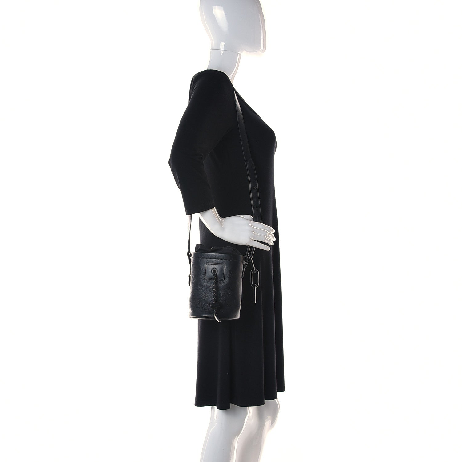 Louis Vuitton Shadow Monogram Chalk Nano Bag Black 3 of 10