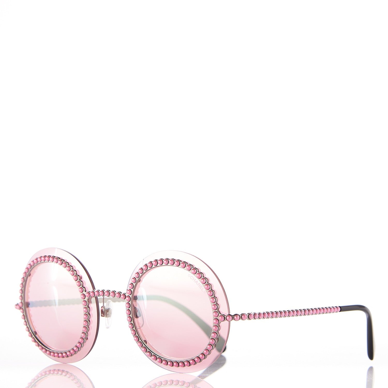 Chanel Metallic Pearl Round Sunglasses 71140 Pink 1 of 7
