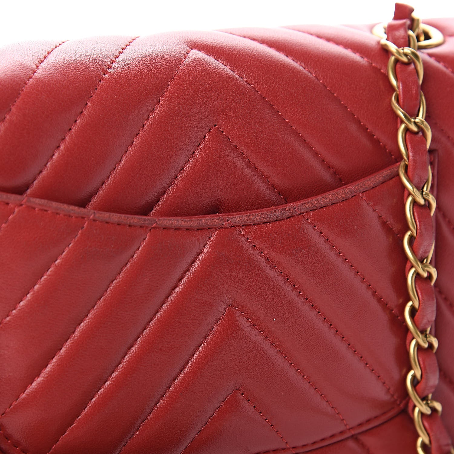 Chanel Lambskin Chevron Quilted Mini Rectangular Flap Red 12 of 13
