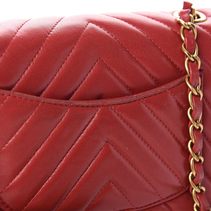 Chanel Lambskin Chevron Quilted Mini Rectangular Flap Red 12 of 13