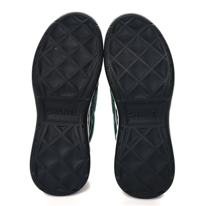 Chanel Nylon Suede Calfskin CC Sneakers 35.5 Green 6 of 9