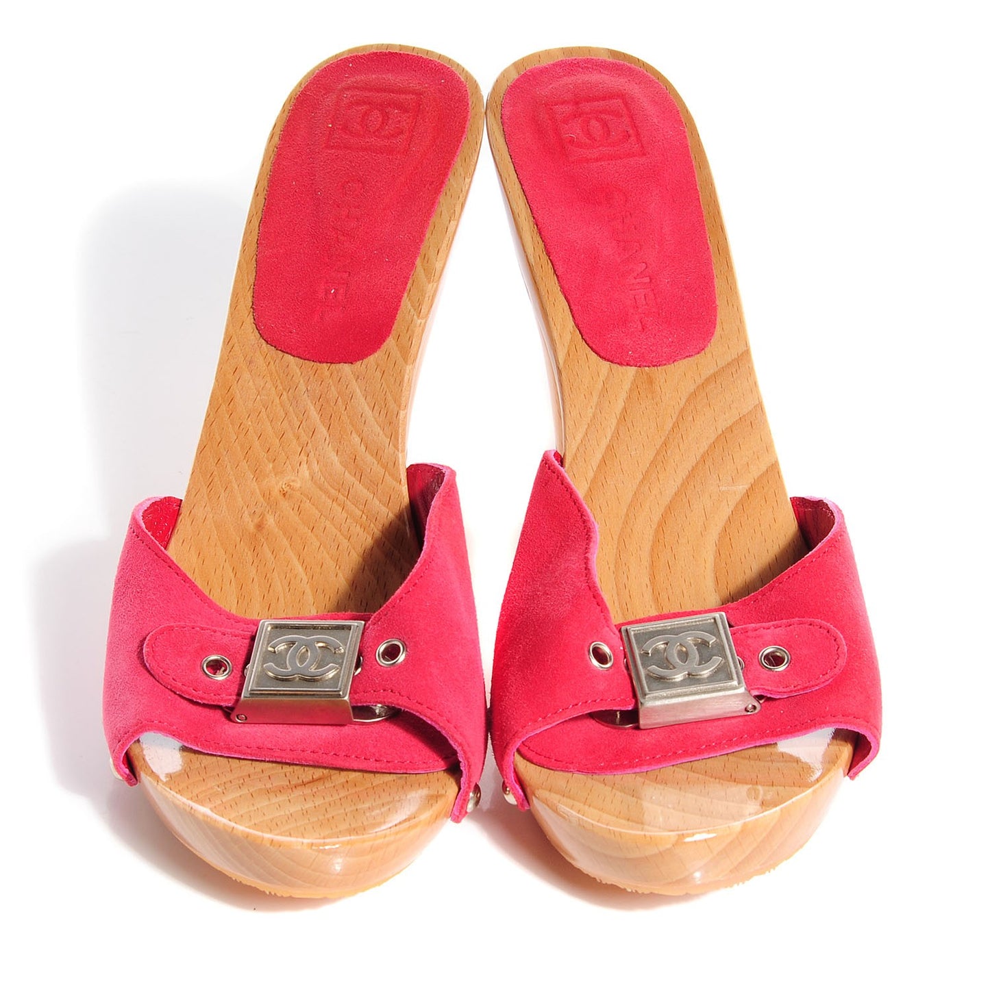 Suede Wooden CC Mules 37 Red