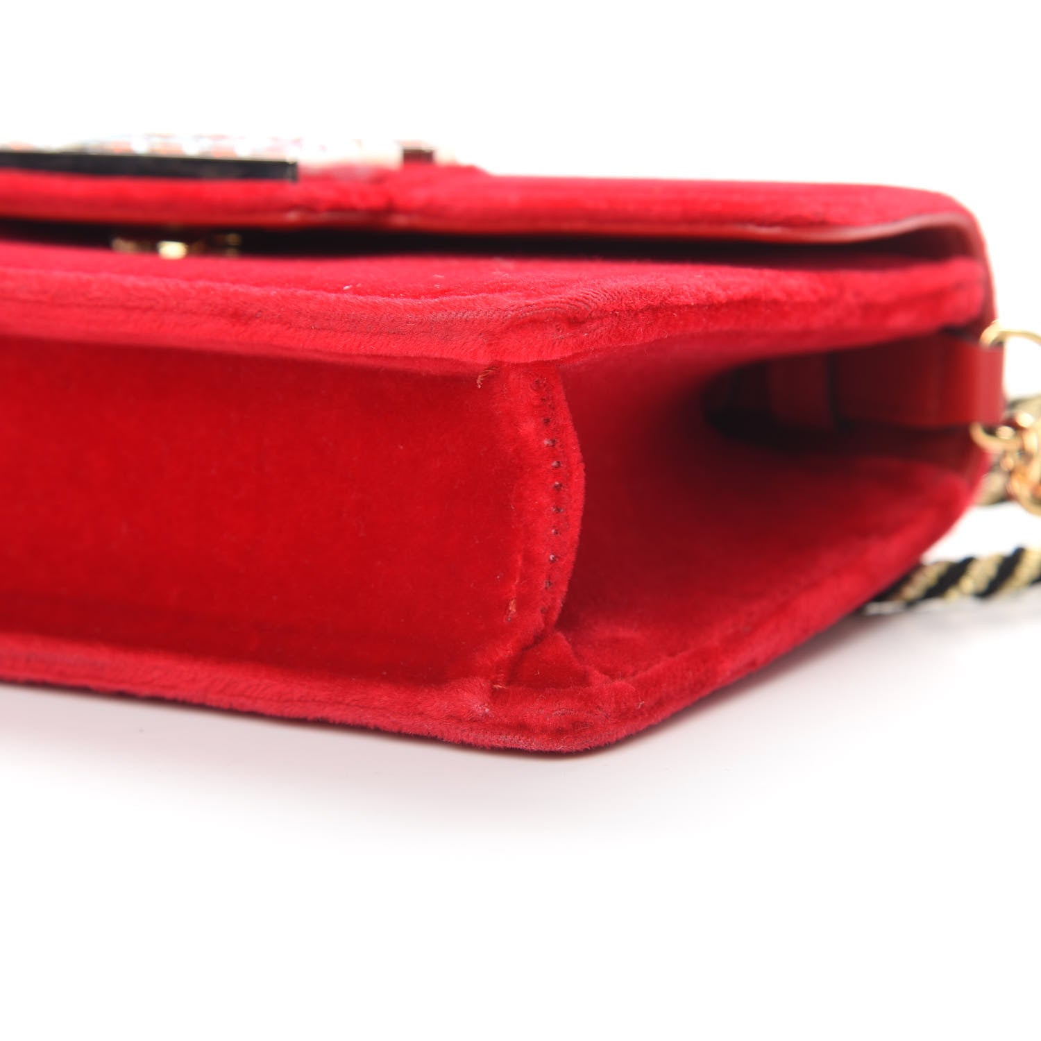 Gucci Velvet Crystal Square G Shoulder Bag Red 10 of 14