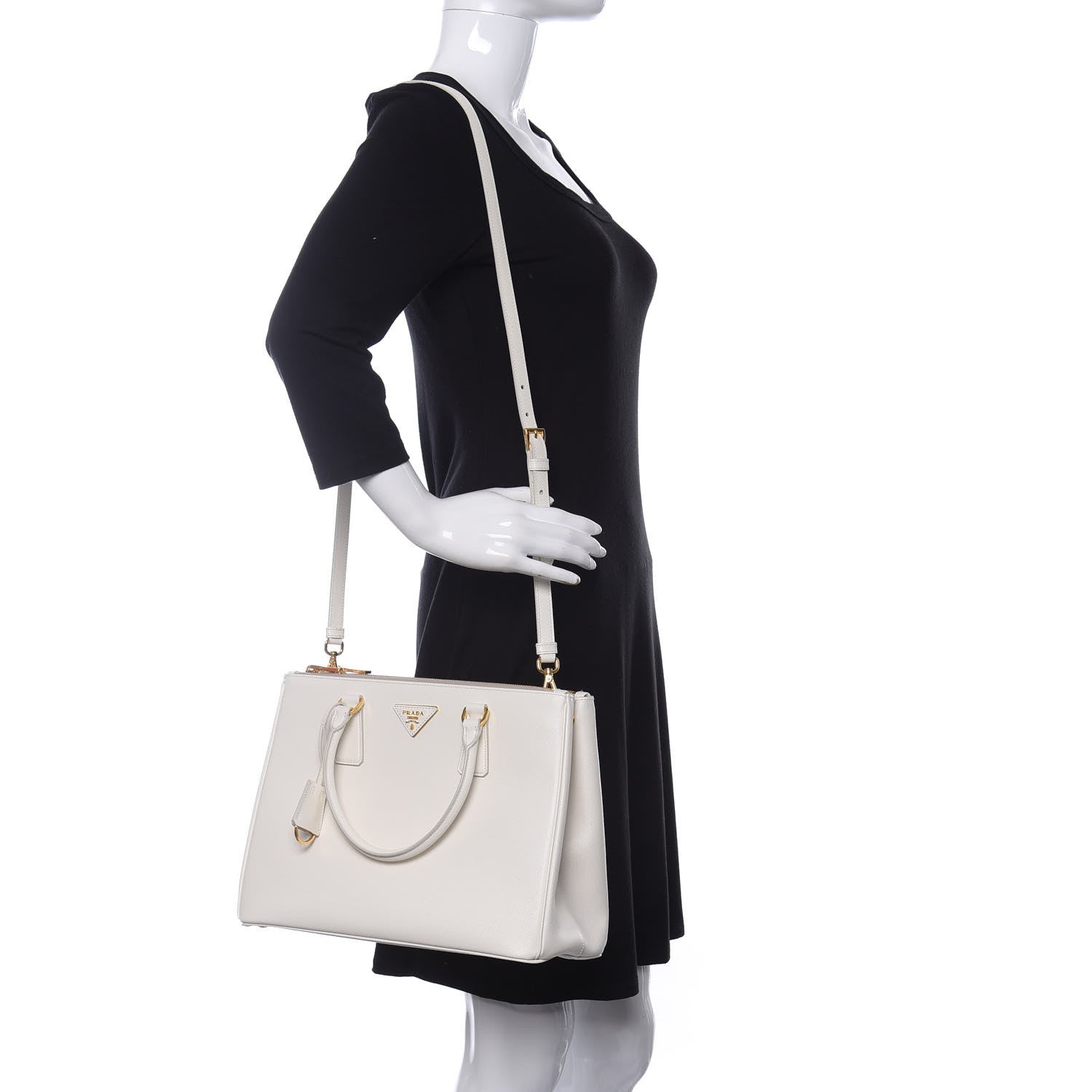 Prada Saffiano Lux Large Galleria Double Zip Tote White 2 of 12