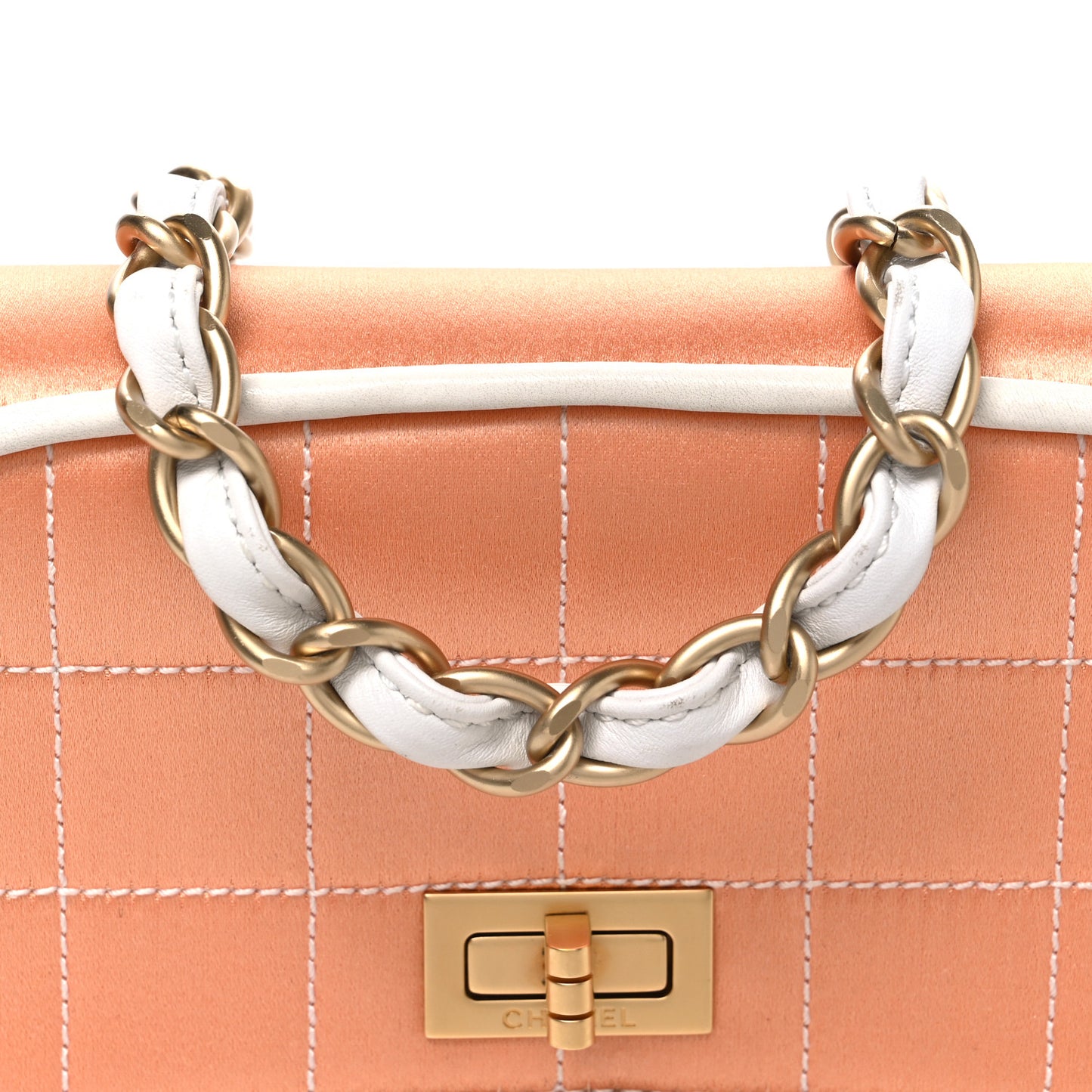 Satin Quilted Chocolate Bar Flap Orange