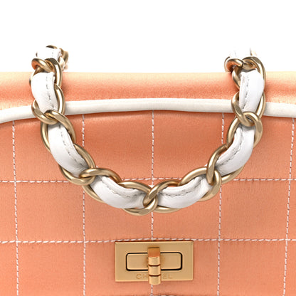 Chanel Satin Quilted Chocolate Bar Flap Orange 8 of 10