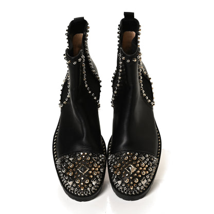 Christian Louboutin Calfskin Studded Chasse A Clou Flat Chelsea Boots 41 Black 5 of 11