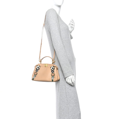 Fendi Nappa Flowerland Mini Peekaboo Iconic Satchel Miele Scuro 2 of 12