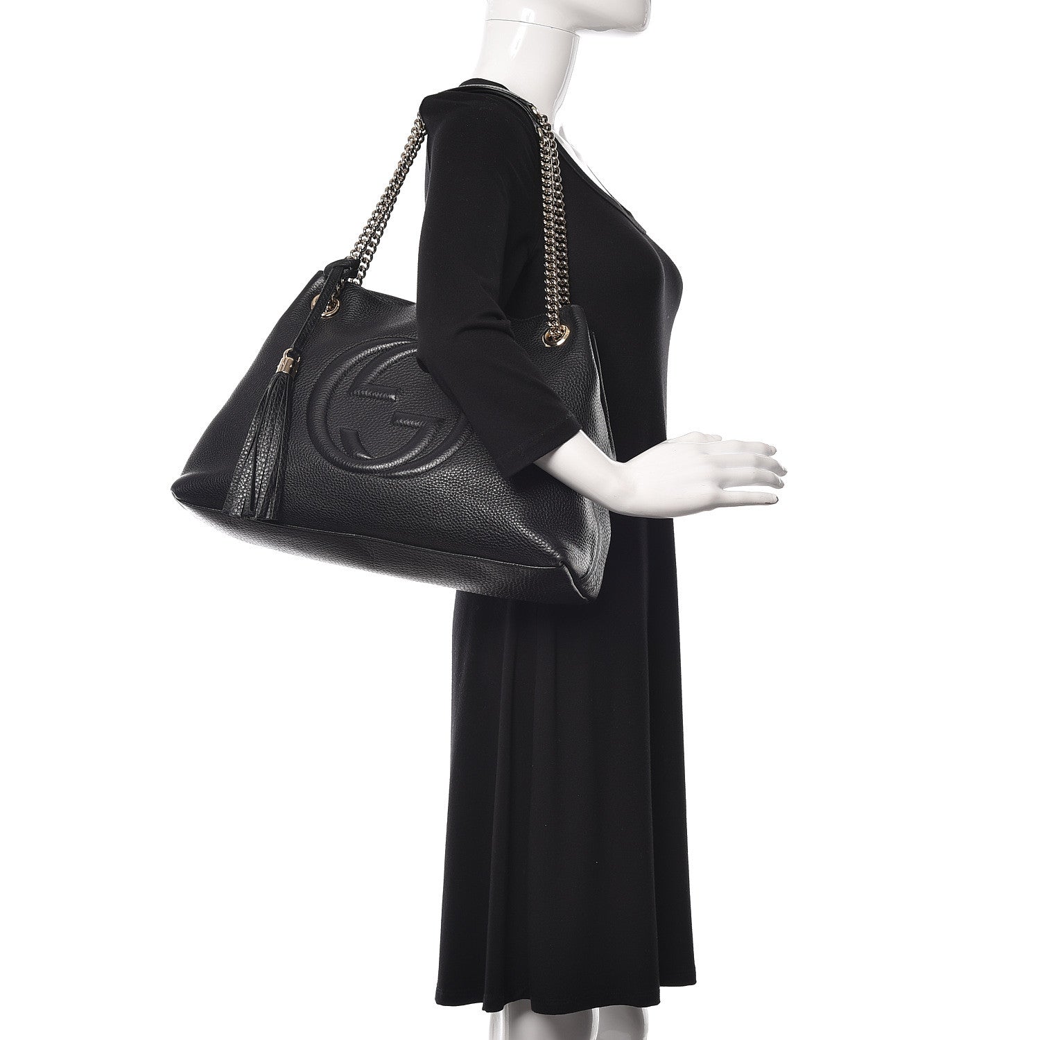 Gucci Pebbled Calfskin Medium Soho Chain Shoulder Bag Black 2 of 10