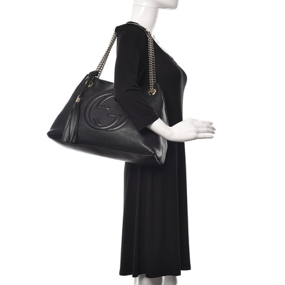 Gucci Pebbled Calfskin Medium Soho Chain Shoulder Bag Black 2 of 10