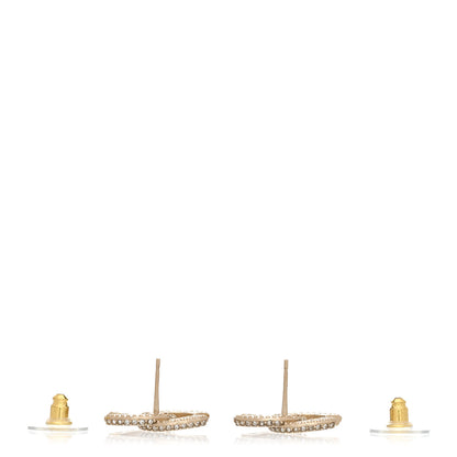 Chanel Crystal Timeless CC Earrings Light Gold 3 of 5