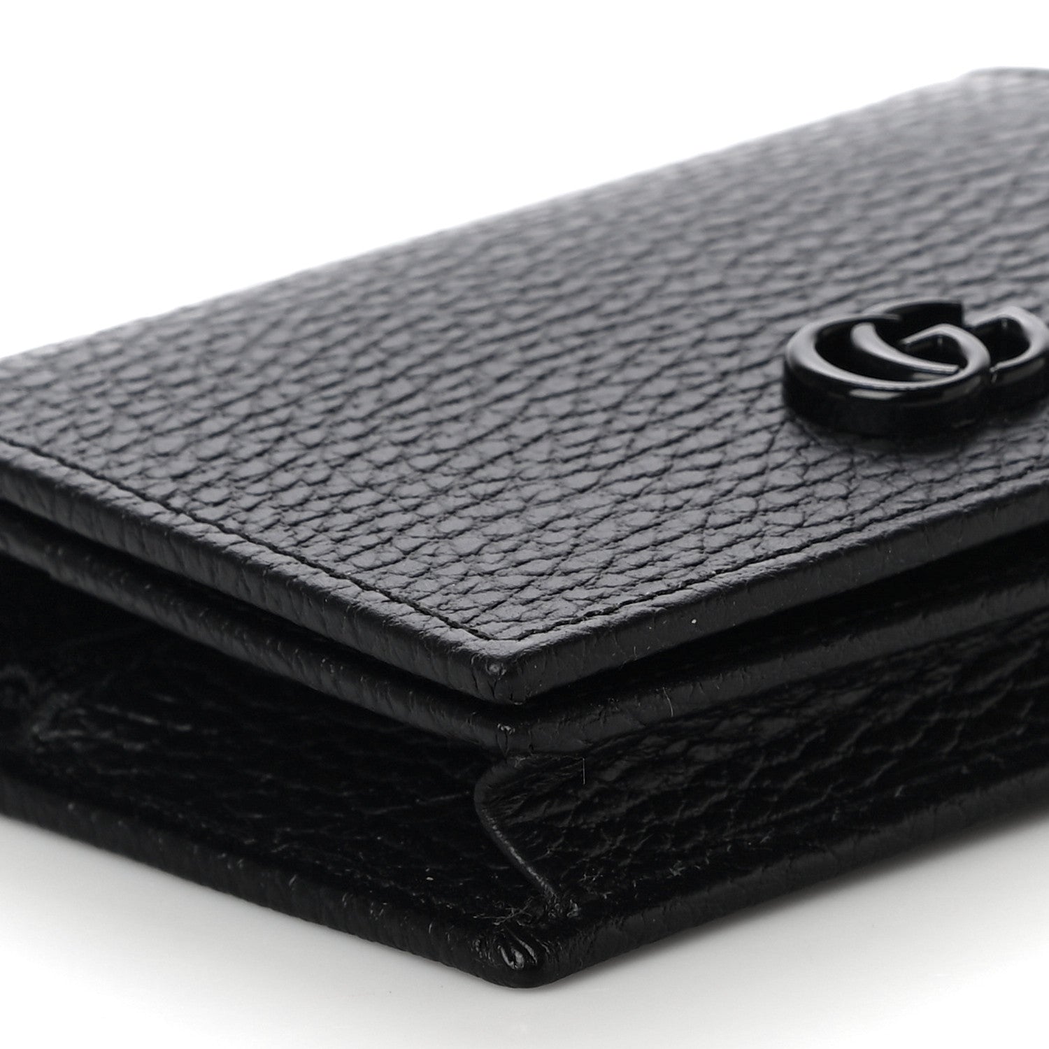 Gucci Dollar Calfskin Enamel Monochrome GG Marmont Card Case Black 8 of 10
