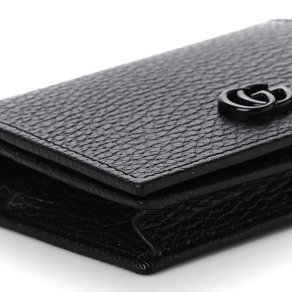 Gucci Dollar Calfskin Enamel Monochrome GG Marmont Card Case Black 8 of 10