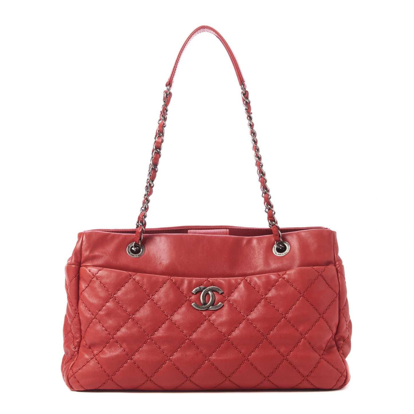 Calfskin Medium Stitch It Tote Red