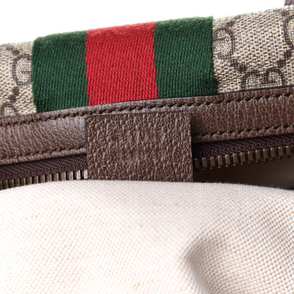 Gucci GG Supreme Monogram Textured Dollar Calfskin Web Medium Ophidia Carry-On Duffle Bag Beige Ebony New Acero 7 of 16