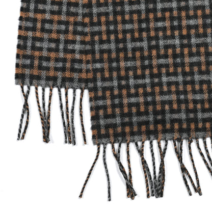 Hermes Cashmere H Ecossais Muffler Black Flanelle Camel 3 of 5