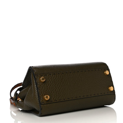 Fendi Cuoio Romano Selleria Tri-color Mini Peekaboo Iconic Satchel Aspargo Saddler Latte 7 of 15