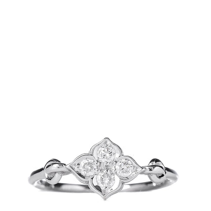 Cartier 18K White Gold Diamond Hindu Floral Ring 46 3.75 1 of 6