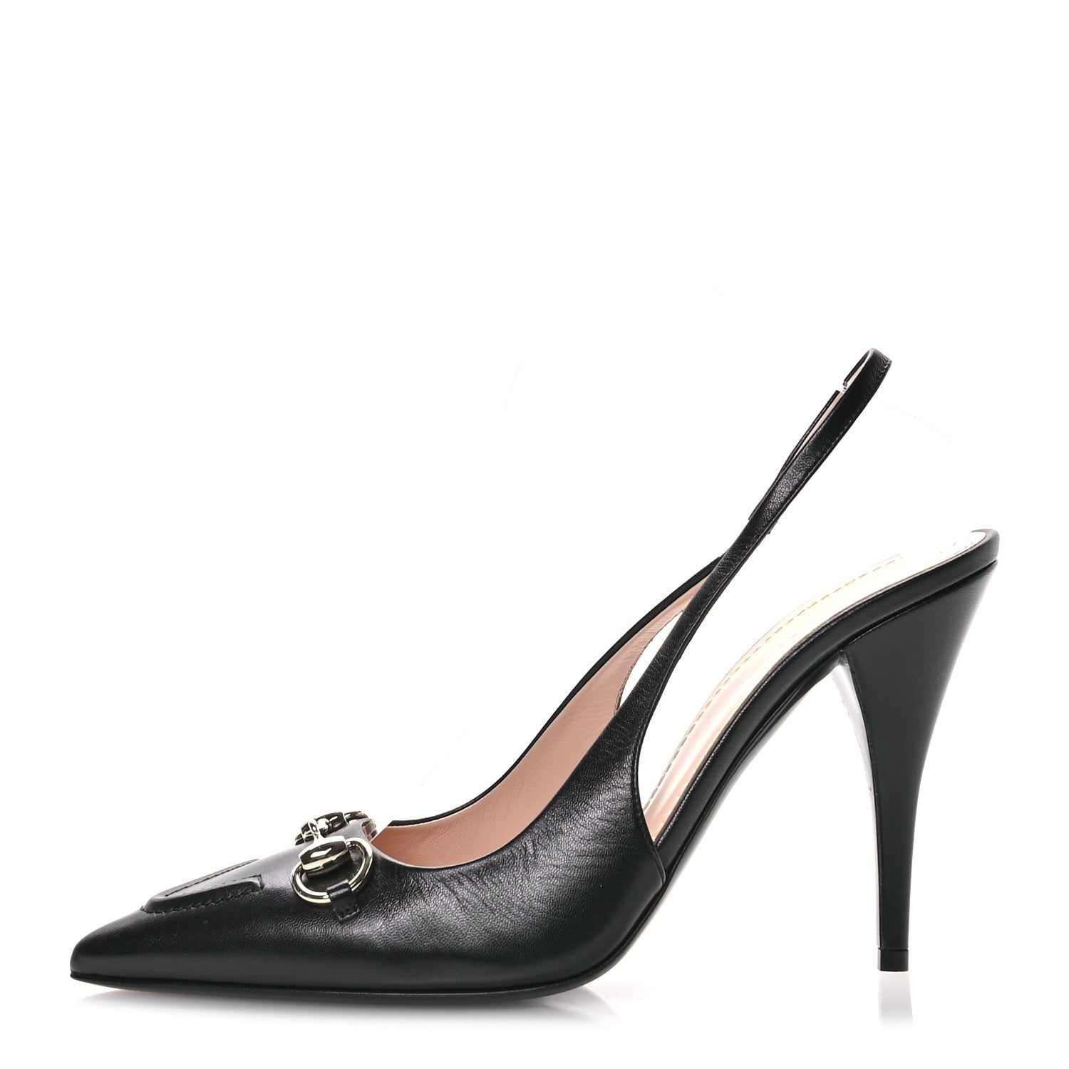 Gucci Malaga Kid Horsebit Erin 105mm Slingback Pumps 40.5 Black 1 of 8