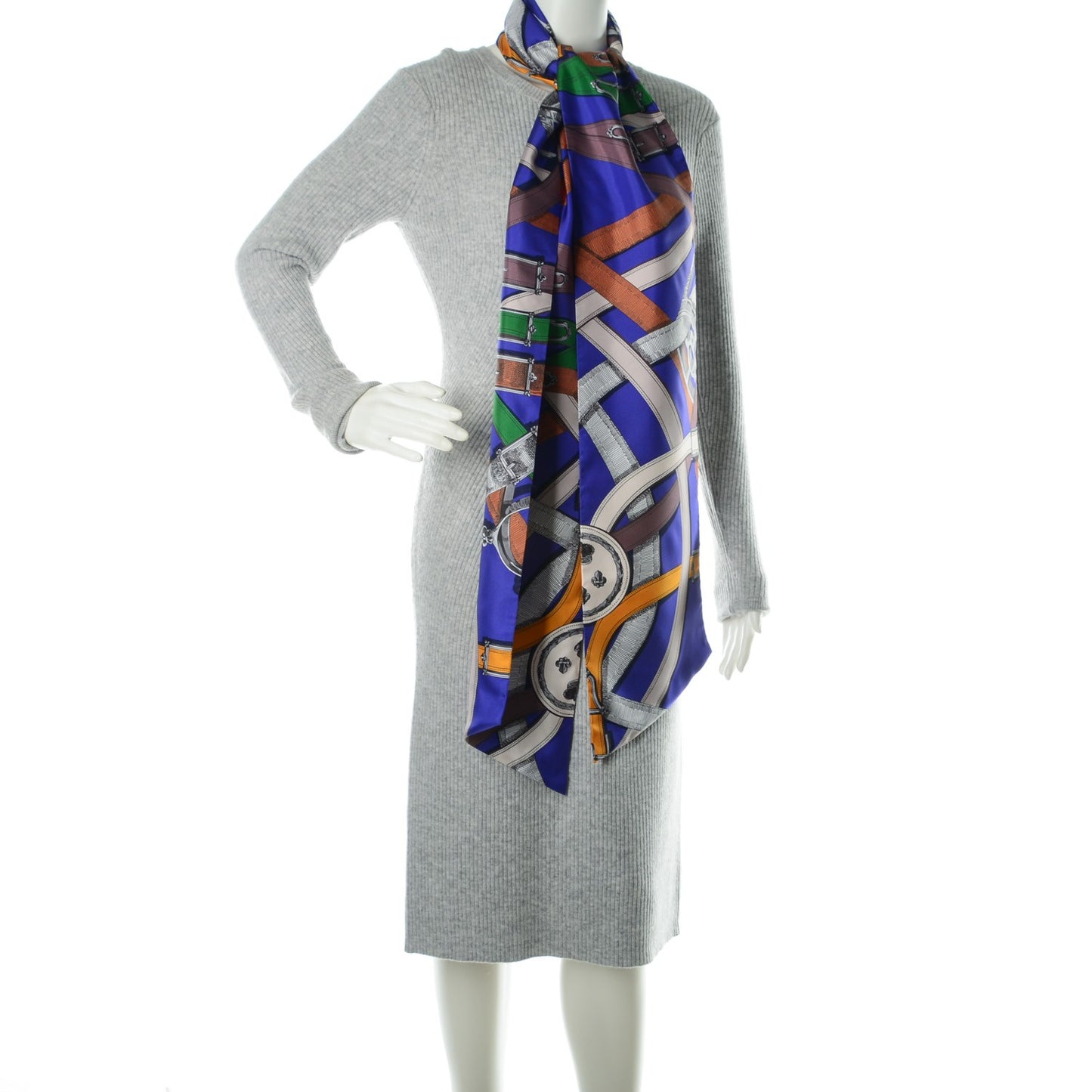 Silk Cavalcadour Maxi Twilly Indigo Vert Marron
