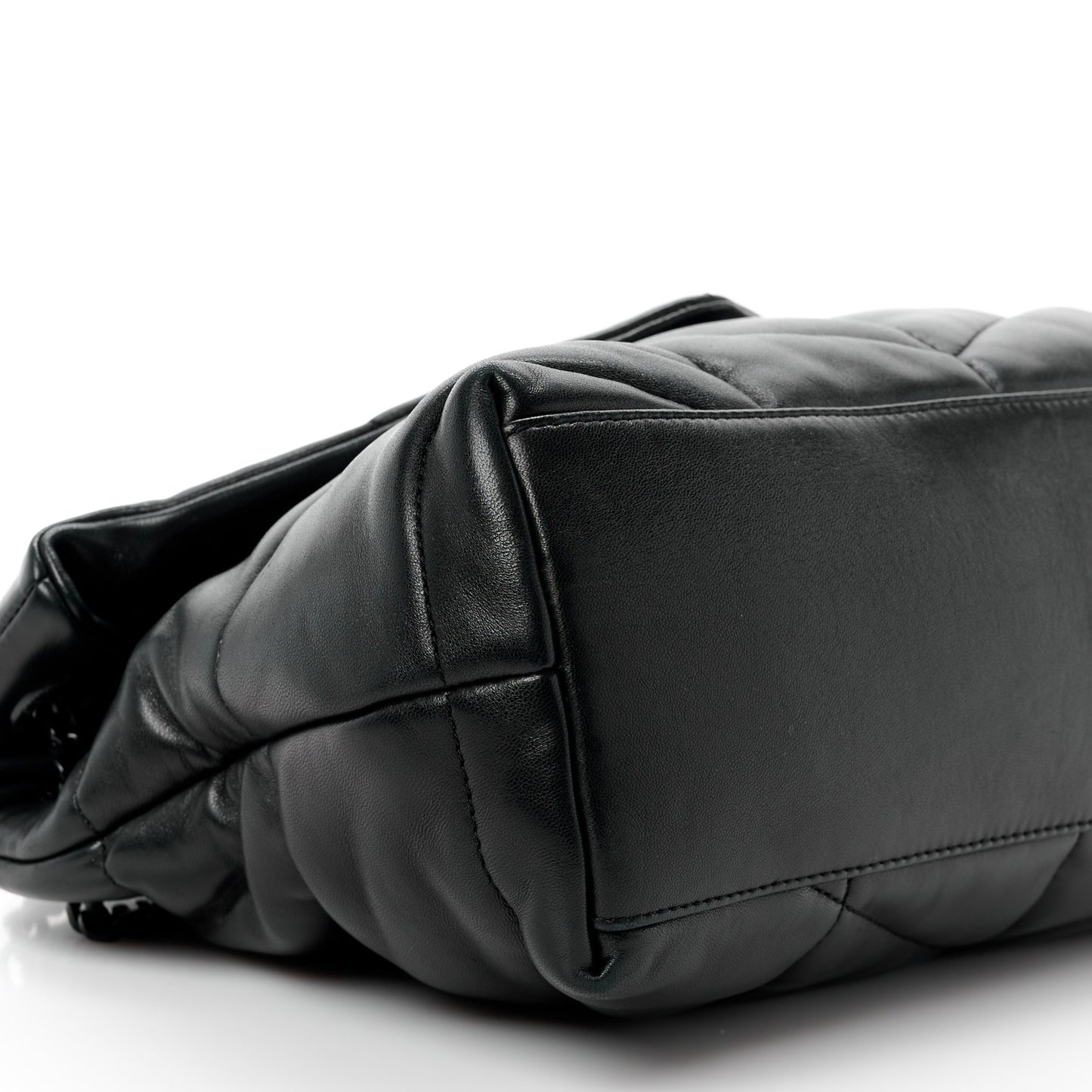 Lambskin Quilted Monogram Monochrome Small Loulou Puffer Chain Satchel Black