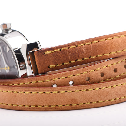 Louis Vuitton Stainless Steel Vachetta 28mm Tambour Triple Wrap Quartz Watch Brown 10 of 10