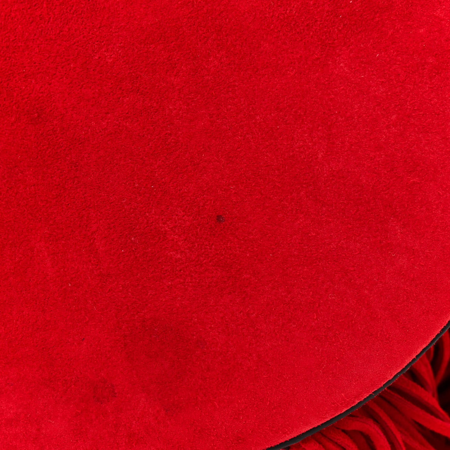 Suede Calfskin Fringe Marie Jane Bucket Red